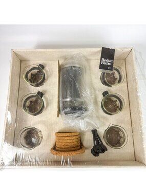 Vintage Bodum K1590 French Press Bistro Coffee Set Open Box NOS 19 items